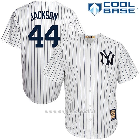 Maglia Baseball Uomo New York Yankees 44 Reggie Jackson Biancohome Cooperstown Collezione Giocatore Cool Base
